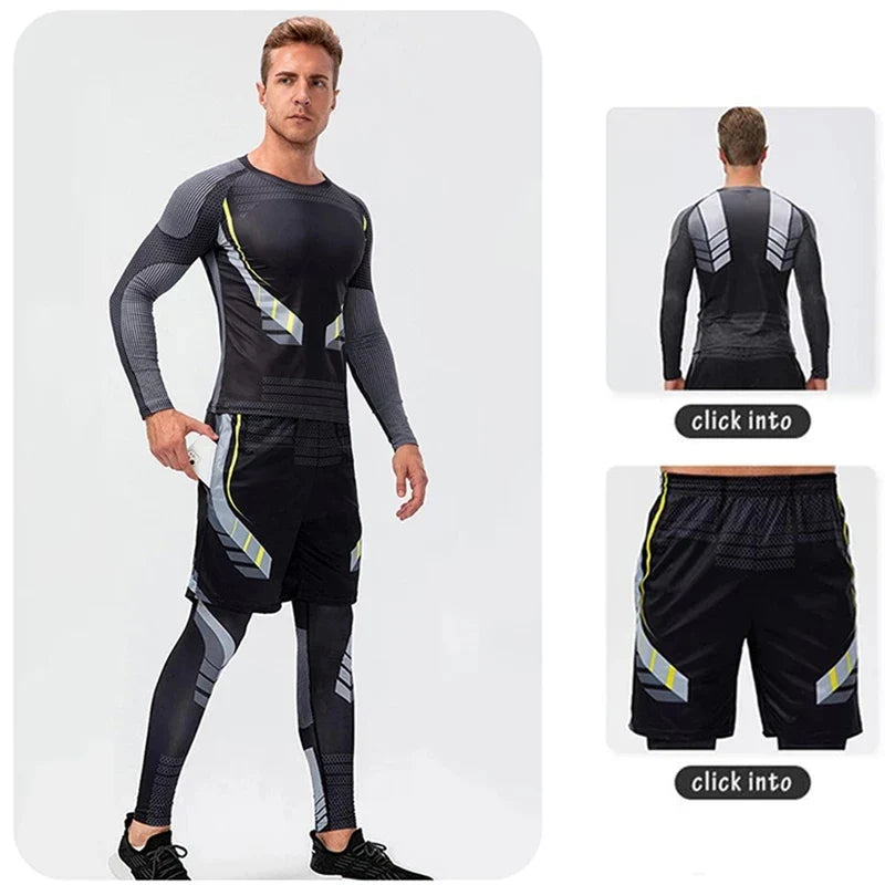 Performance-Driven Comfort: Men's Running Leggings - Quick Dry Gym Fitness Tights for Workout Training, Jogging, Compression Sport Pants