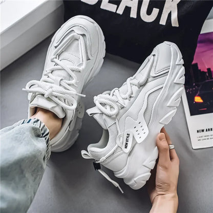 Men's Breathable Casual Sneakers - Thick Soled Soft Soles Tennis Shoes for Outdoor Running & Comfort