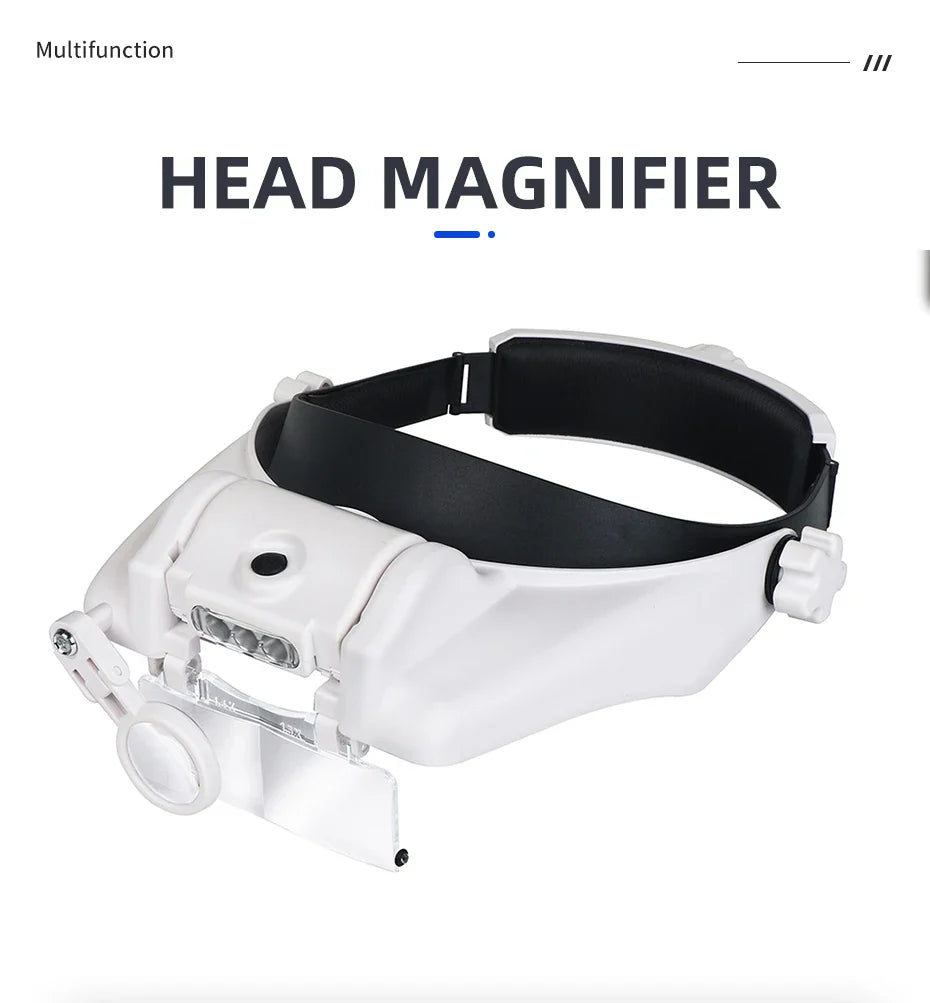 LED Headband Magnifier with 8x Lenses – Hands-Free Magnifying Glass for Jewelry, Watch & Electronic Repair
