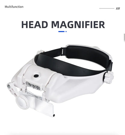LED Headband Magnifier with 8x Lenses – Hands-Free Magnifying Glass for Jewelry, Watch & Electronic Repair