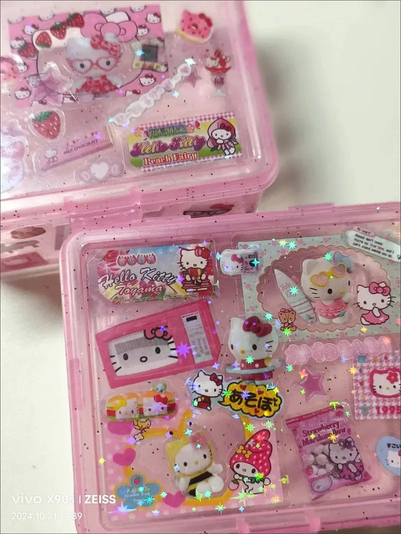 5Pcs Rilakkuma Cutting Stickers – Cute Bear & Hello Kitty Cartoon DIY Stickers for High-Quality Material & Crafts