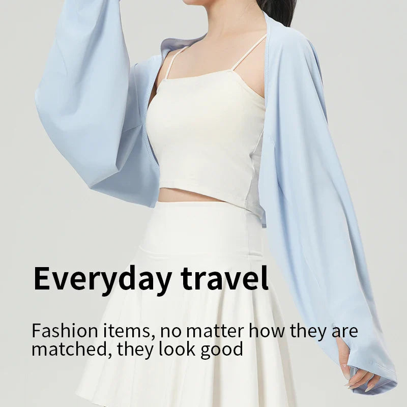 Women’s UPF Sun Protection Shawl – Breathable Cooling Shrug with Thumb Holes Loose Dolman Sleeve Cover for Travel & Outdoor Use
