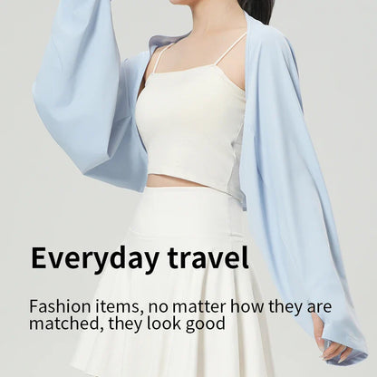 Women’s UPF Sun Protection Shawl – Breathable Cooling Shrug with Thumb Holes Loose Dolman Sleeve Cover for Travel & Outdoor Use