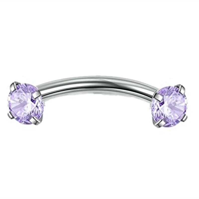 Crystal Curved Barbell Piercing Earrings – Daith, Helix, Tragus & Cartilage Body Jewelry Stud Ring