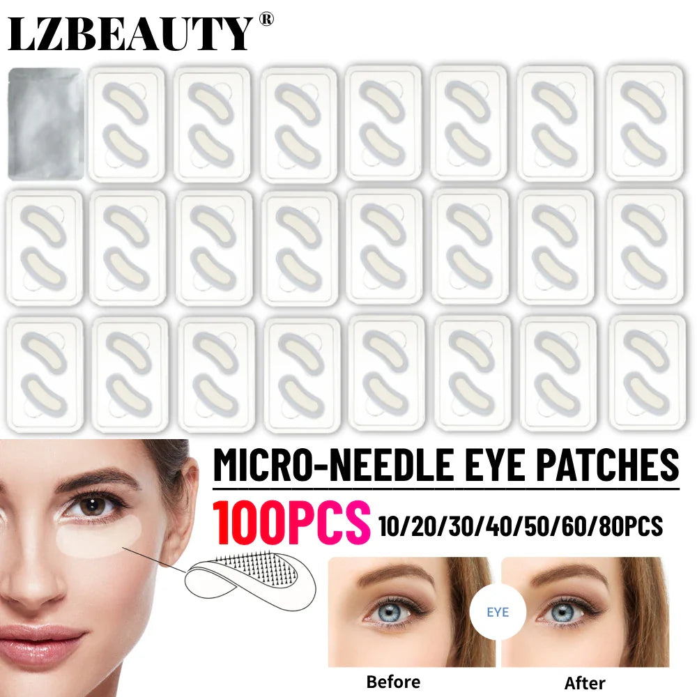 Hyaluronic Acid Microneedle Eye Patches — 10–100PCS Anti-Wrinkle, Dark Circle Moisturizing Under Eye Gel Pads