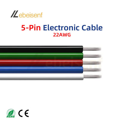 5/10 Meter 22 AWG Electronic Cable Extension Wire – 2Pin, 3Pin, 4Pin, 5Pin, 6Pin for 5050 3528 RGBW RGB CCT LED Strip Lights