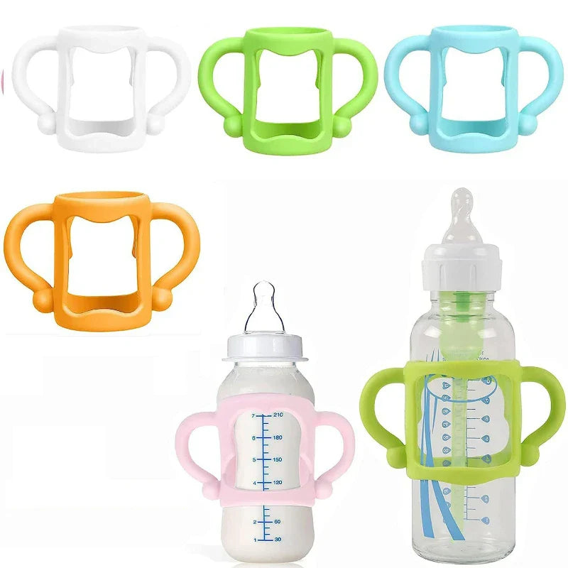 Durable Silicone Baby Bottle Handles – Food-Grade Transitional Sippy Cup Grip for Wide-Neck Bottles