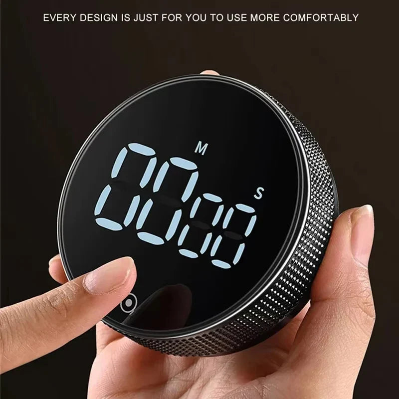 DINRGO Magnetic Kitchen Timer – Digital Manual Countdown Rotary Timer for Cooking, Shower & Stopwatch