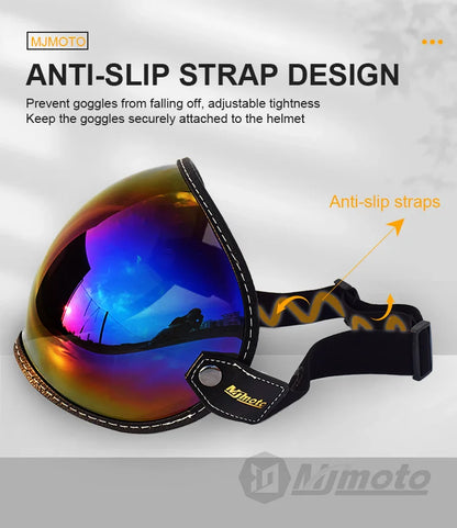 Universal Motorcycle Helmet Sun Visor – Anti-UV Windproof Bubble Lens for Open Face 3/4 Helmets