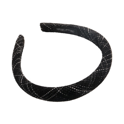 Autumn/Winter Black & White Plaid Headband – Sponge Wide Hair Band, Elegant Hair Hoop for Women & Girls, Fashion Hair Accessories