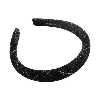 Autumn/Winter Black & White Plaid Headband – Sponge Wide Hair Band, Elegant Hair Hoop for Women & Girls, Fashion Hair Accessories