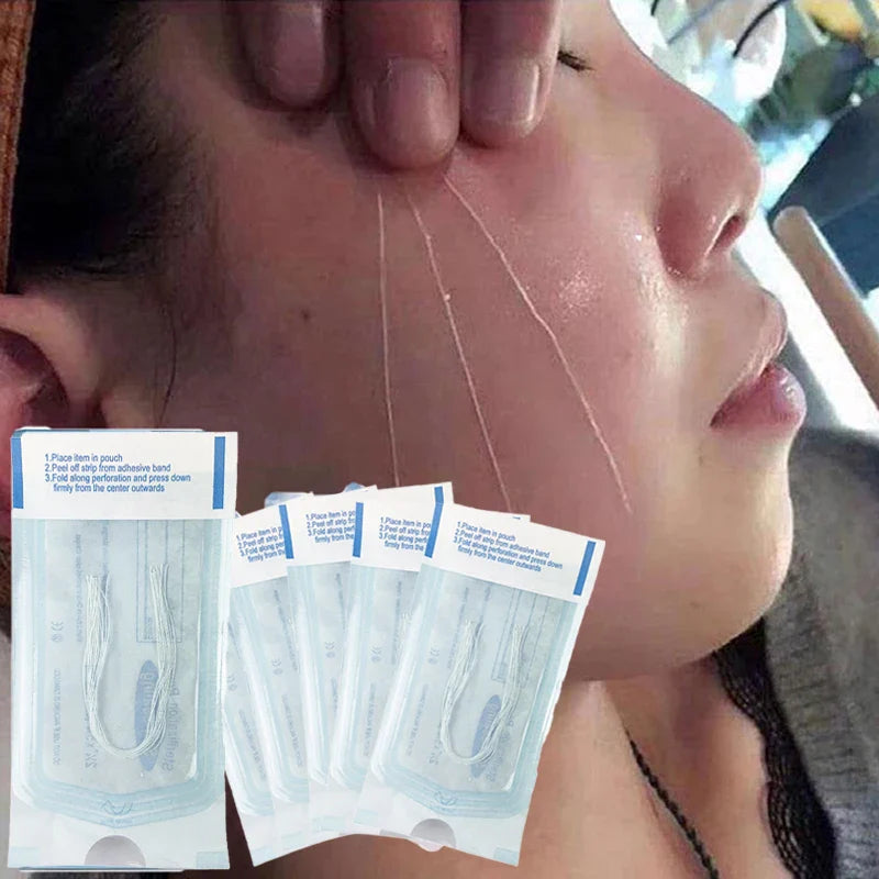 60/120PCS Gold Protein Collagen Threads – Absorbable No-Needle Anti-Wrinkle Face Filler for Lifting, Firming & Anti-Aging Skincare