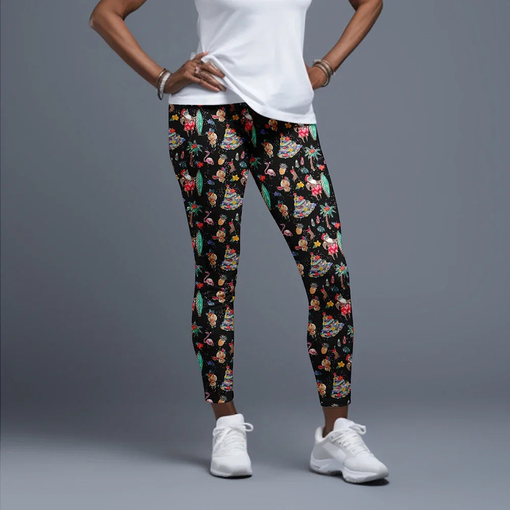 LETSFIND Women High Waist Winter Fitness Leggings, 3D Christmas Print Full Length Stretch Yoga & Casual Trousers