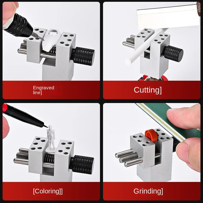 2-in-1 Etching Sheet Bender & 360° Vise Tool Holder — Precision Parts Bender for Gundam, Mecha & Military Model DIY