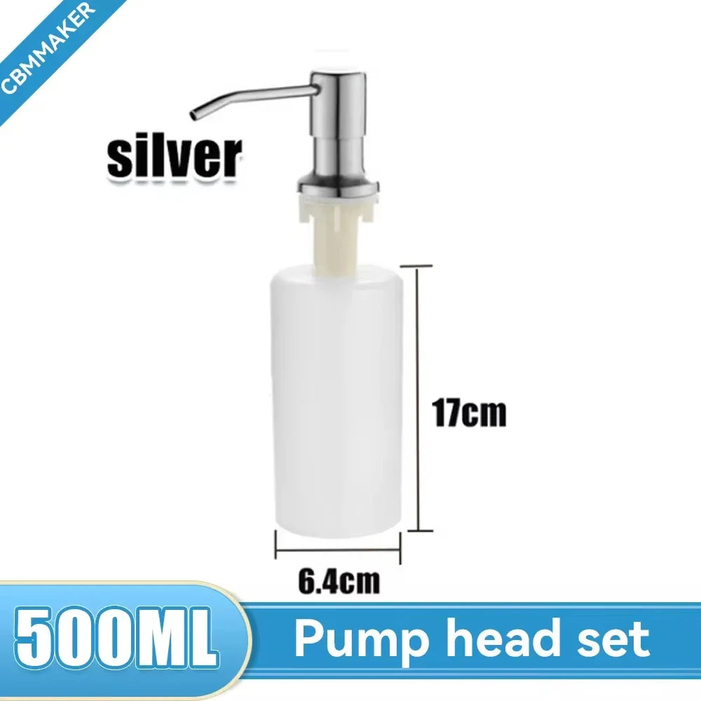 500ml Stainless Steel Liquid Soap Dispenser — Hand Press Pump Bottle for Kitchen Sink