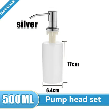 500ml Stainless Steel Liquid Soap Dispenser — Hand Press Pump Bottle for Kitchen Sink