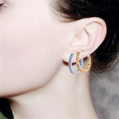 Colorful Zircon Round Earrings – Elegant Jewelry for Women, Stylish Daily & Party Wear Accessories