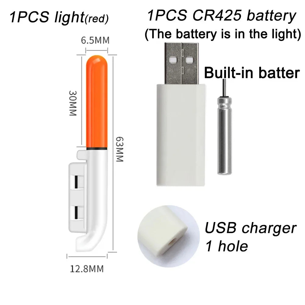 Fishing Electronic Rod Stick Flash Light with CR425 3.6V Lithium Battery – Waterproof LED Luminous Night Fishing Tackle with USB Rechargeable Light Stick Rod Accessory