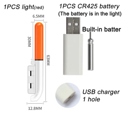 Fishing Electronic Rod Stick Flash Light with CR425 3.6V Lithium Battery – Waterproof LED Luminous Night Fishing Tackle with USB Rechargeable Light Stick Rod Accessory