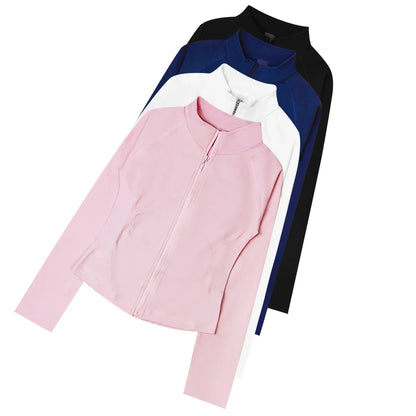 NCLAGEN Women’s Seamless Sports Jacket Zip-Up Long Sleeve Gym Activewear – Workout Top for Yoga, Pilates & Running Performance Coat