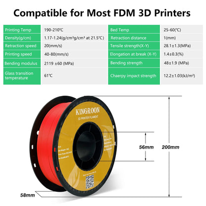 KINGROON 3D Printer Filament 22LBS — 10 Rolls 1KG 1.75mm PETG & PLA, Eco-Friendly Mixed Colors, High Toughness