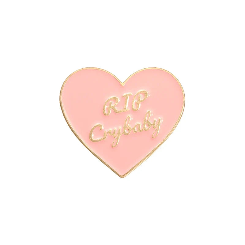 Pink Heart Brain Ghost Enamel Brooch – Gothic Retro Radio & TV Badge, Funny Punk Lapel Pin Jewelry Gift