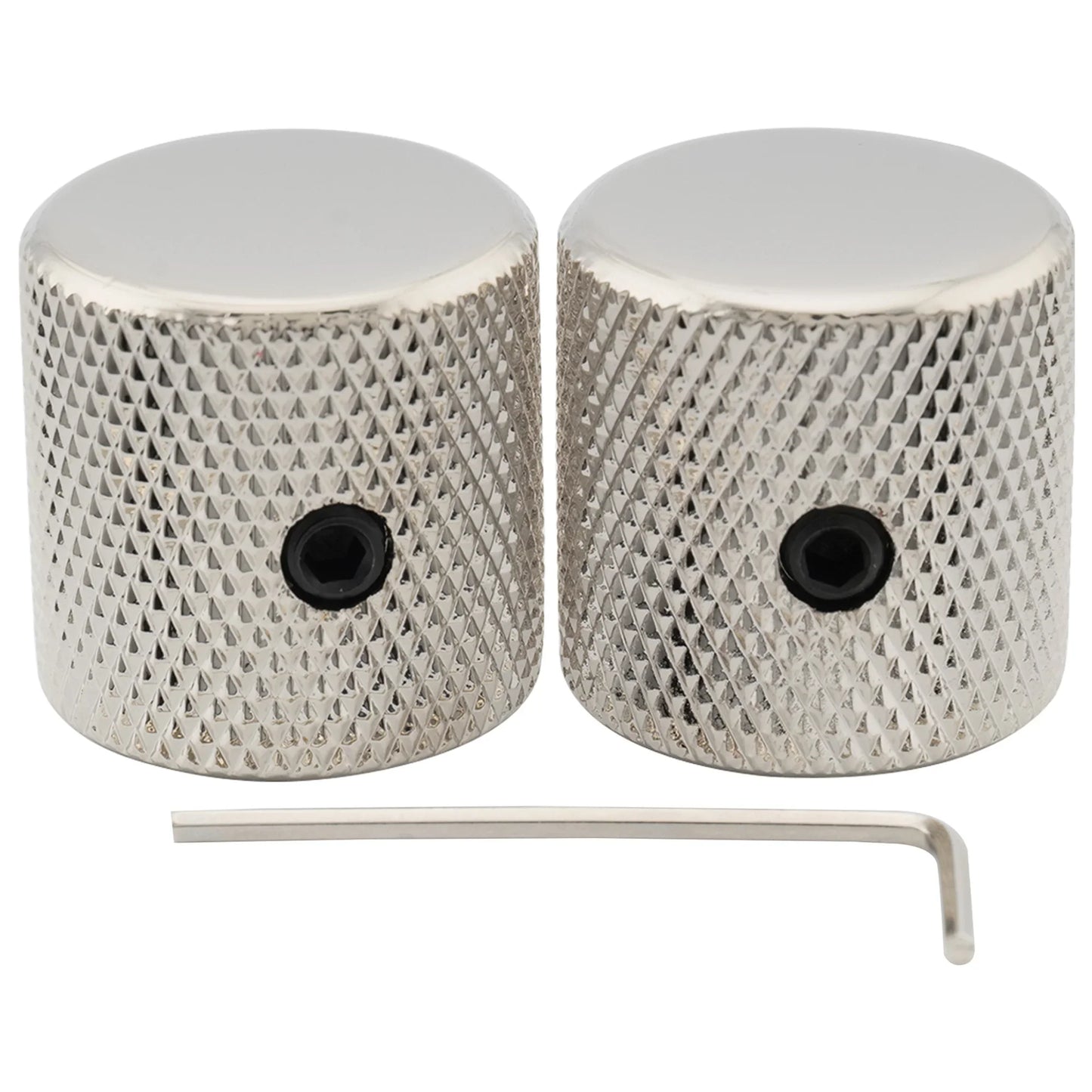 Musiclily Pro Steel Guitar Knobs - 1/4 Inch Fine Knurled Flat Top Control Knobs with Set Screws for Bass & Electric Guitar