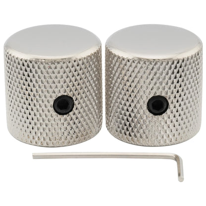 Musiclily Pro Steel Guitar Knobs - 1/4 Inch Fine Knurled Flat Top Control Knobs with Set Screws for Bass & Electric Guitar