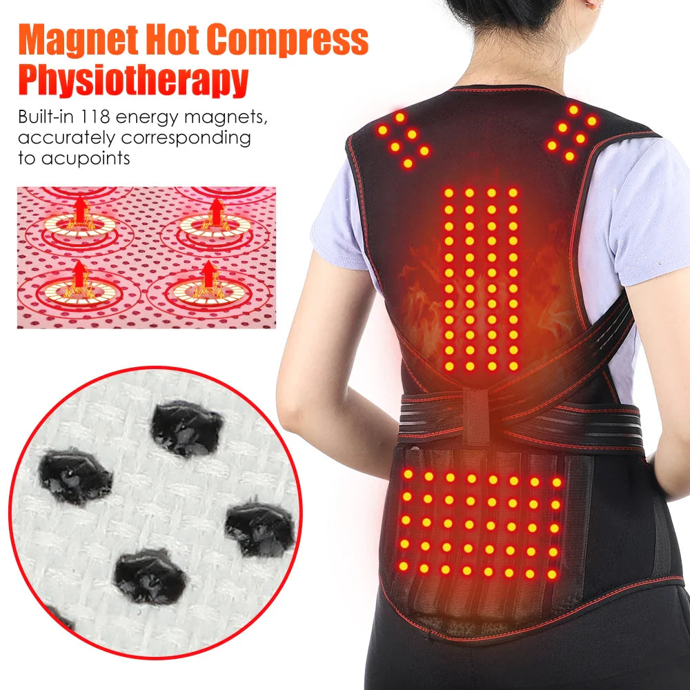 Tourmaline Magnetic Heated Vest — Self-Heating Thermal Clothing, Lumbar Waist Brace, Posture Corrector & Pain Relief Corset