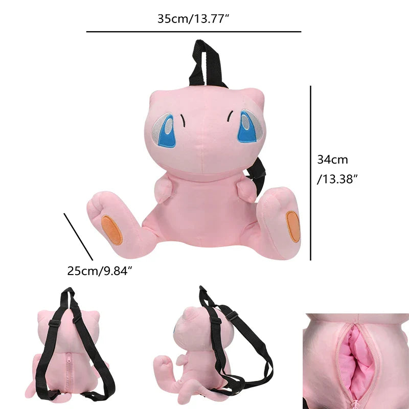 17 Styles Mario & Pokemon Plush Backpack – Koopa, Charizard, Mimikyu, Eevee, Snorlax, Gengar, Mew Turtle Shell Stuffed Toy Bag