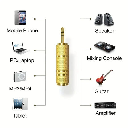 2 Pack Audio Adapter Set, 6.5mm to 3.5mm and 3.5mm to 6.5mm, 1/4-inch to 1/8-inch and 1/8-inch to 1/4-inch, Suitable for Headphones