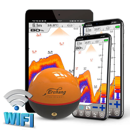 Erchang F68 WIFI Fish Finder – 100M Wireless Echo Sounder for Lake & Sea Fishing, Compatible with iOS & Android