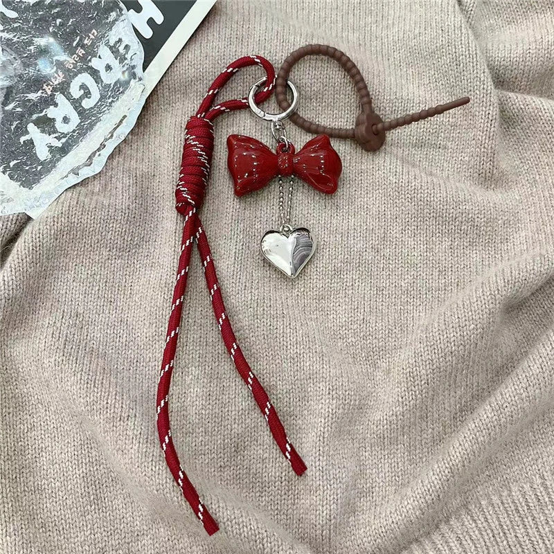 Kawaii INS Style Heart Leather Keychain – Trendy Chocolate Bag Pendant Charm, Creative Fashion Bag & Key Ring Accessory