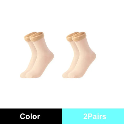 Winter Thermal Wool Socks for Women – Thick Cashmere Velvet Seamless Snow Socks, Black Unisex Warm Socks