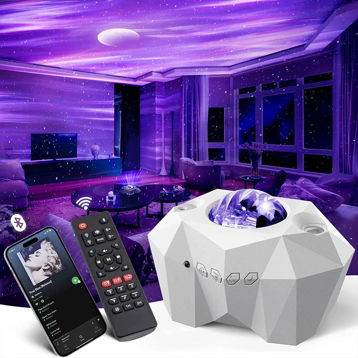Aurora Galaxy Star Projector Night Light – Northern Lights & Moon Lamp for Bedroom Decor | Bluetooth Music, Starry Sky Atmosphere Nightlight