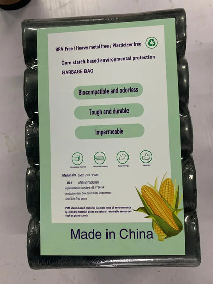 100pcs Biodegradable Garbage Bags – Disposable Starch Degradable Trash Bags for Kitchen Cleaning, Eco-Friendly Environmental Solution