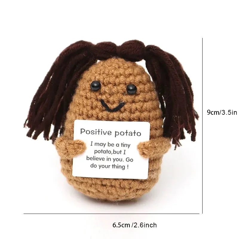 Positive Energy Crochet Doll — Handmade Knitted Plush Potato, Plant, Avocado, Bee & Animal Pocket Hug Emotional Support Gift
