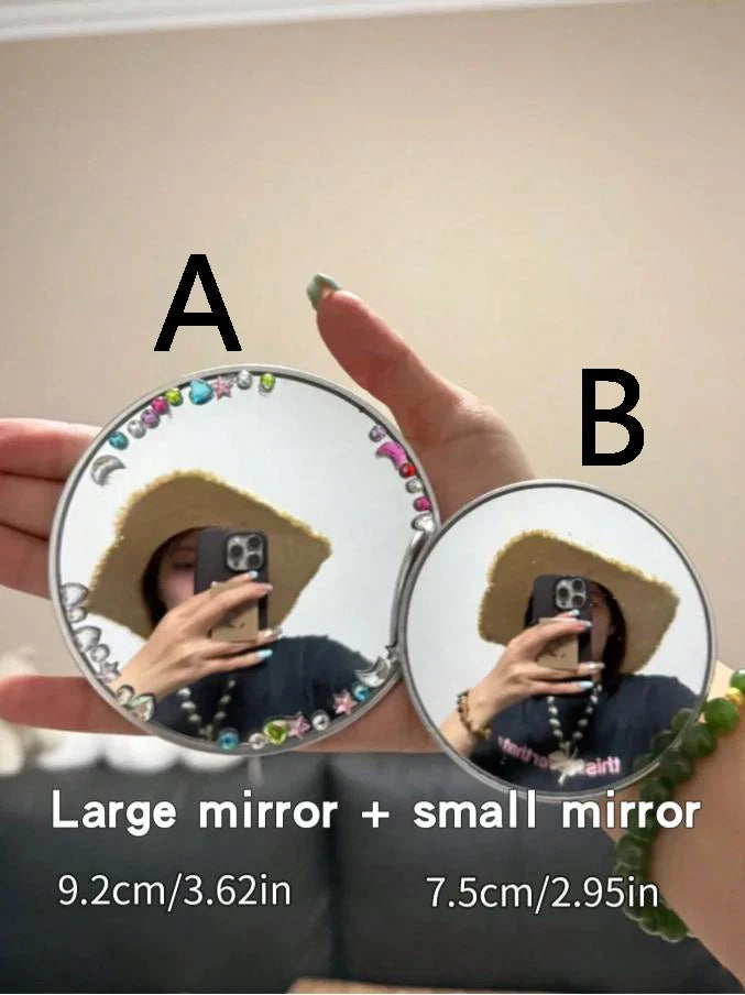 Portable Mini Travel Round Mirror Wide-Angle Reflective Spherical Mirror for Photos & Selfies
