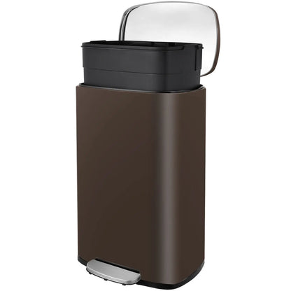 50L Stainless Steel Step Trash Can — Kitchen & Home Garbage Bin for Office, Bedroom, Garage, Living Room & Bathroom