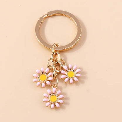 Sakura Flower Enamel Keychain - Colorful Cute Key Ring Handbag Accessory Gift for Women & Girls