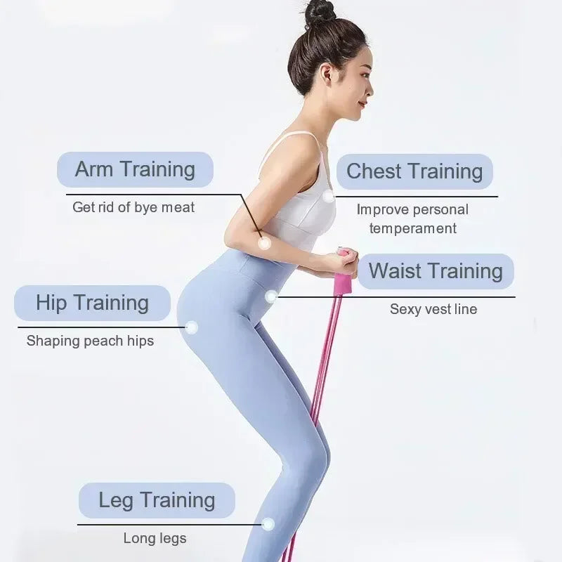 Elastic Resistance Bands for Home Sports Exercises - Multifunctional Portable 4 Tube Elastic Pedal Puller and Fitness Bands