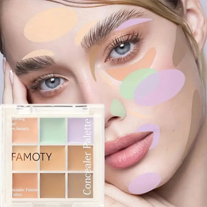 9 Color Flawless Concealer Palette – Waterproof, Sweatproof, Full Coverage for Spots, Acne, Dark Circles, Tear Grooves