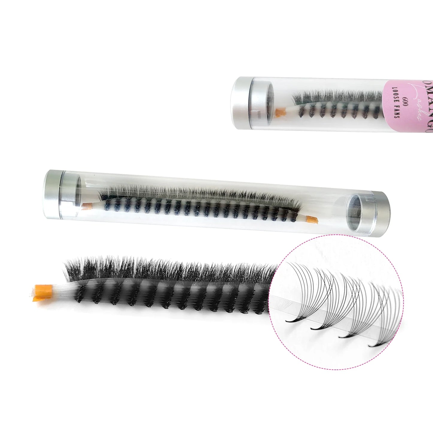 CoMango 600Fans Premade Volume Eyelashes – C/D Curl 8-15mm Loose Fan Extensions, Cat Eye Mega Russian Soft Lashes