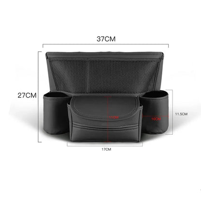 Car Seat Middle Storage Bag – PU Leather Auto Armrest Handbag Holder with Water Cup, Phone & Tissue Pockets, Universal Seat Hanger