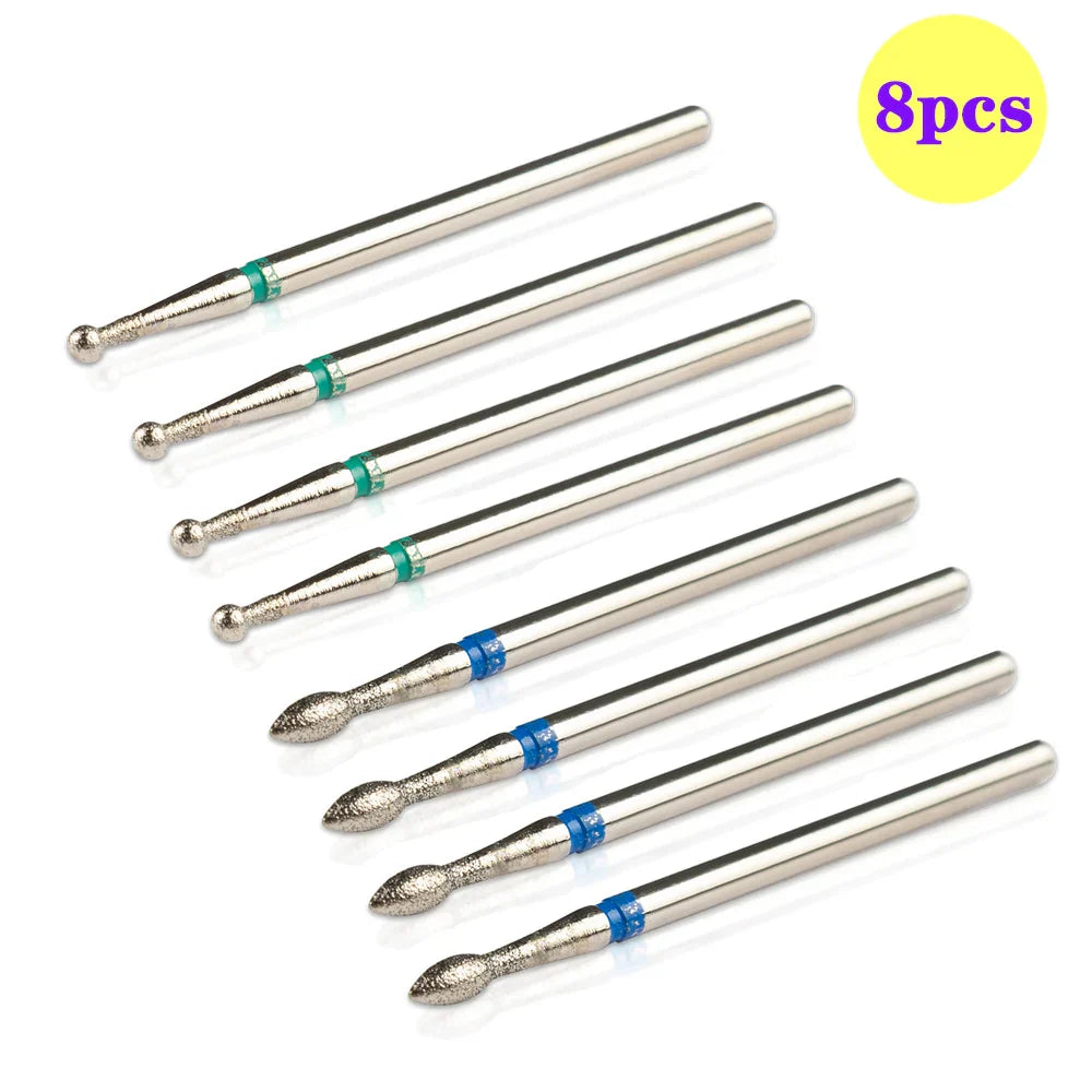 8pcs Diamond Nail Drill Bit Set - Rotary Electric Milling Cutters for Pedicure, Manicure, Cuticle Burr & Nail Tools Accessories