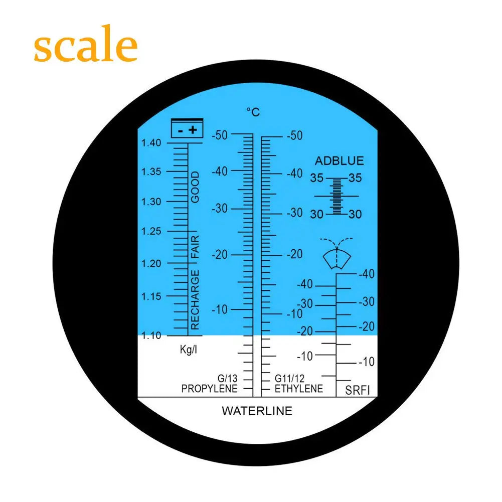 Multipurpose Antifreeze Coolant Refractometer: Ideal for Automobiles, Diesel Exhaust Fluid, Battery Acid, and Windshield Washer Fluid