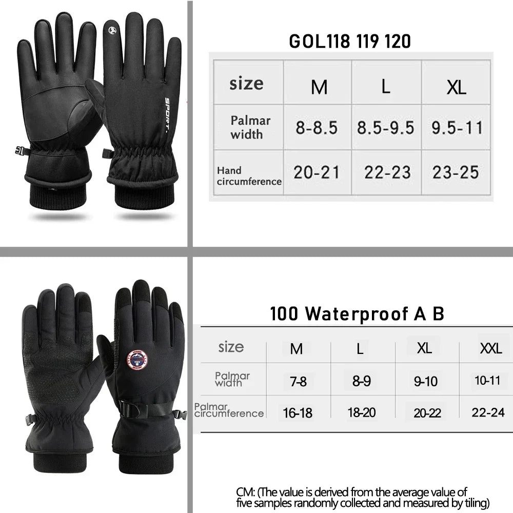 Winter Men & Women Touchscreen Gloves - Waterproof, Windproof, Full Finger, Non-Slip for Outdoor Sports, Cycling, Snow & Ski
