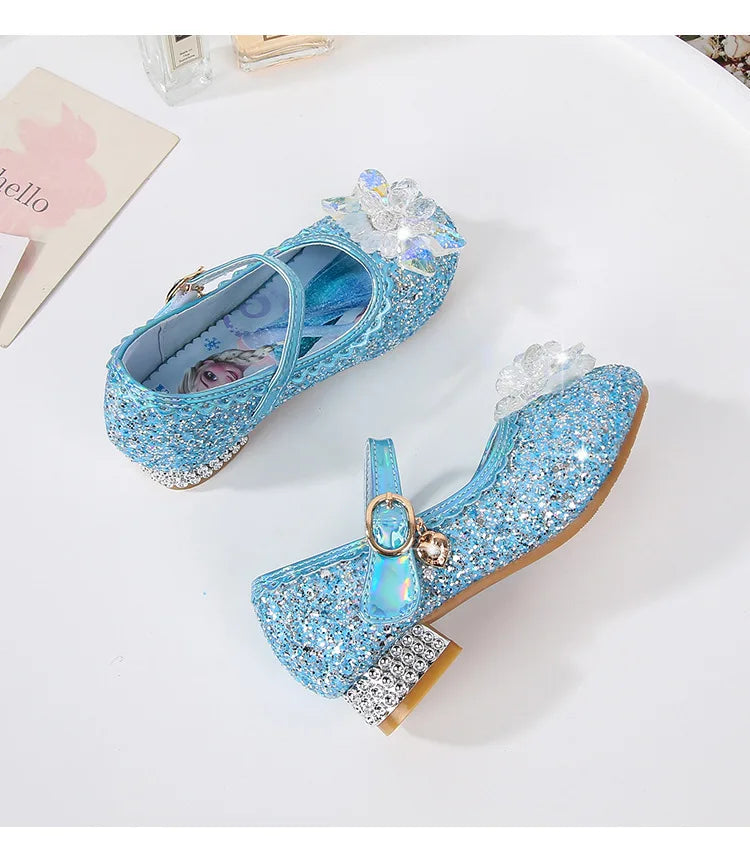 2024 Spring Girls' Crystal Princess Elsa Shoes - Ice and Snow Romance Fashion Sandals for Kids