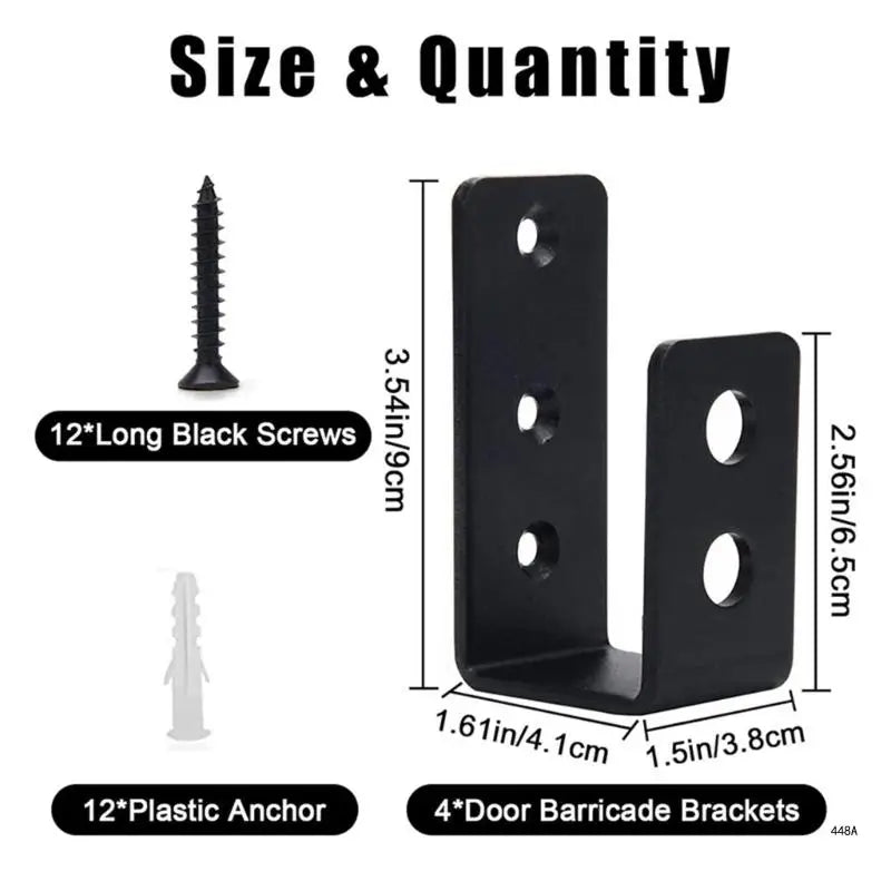 Door Barricade Security Clamps - U-Shaped Door Lock Brackets Set for Home, Barn, Shed, Garage & Gate Protection