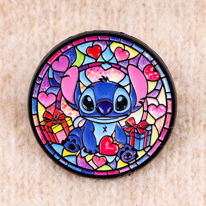 Cute Alien Enamel Pin – Round Lapel Brooch for Backpack, Clothing & Cosplay Accessories